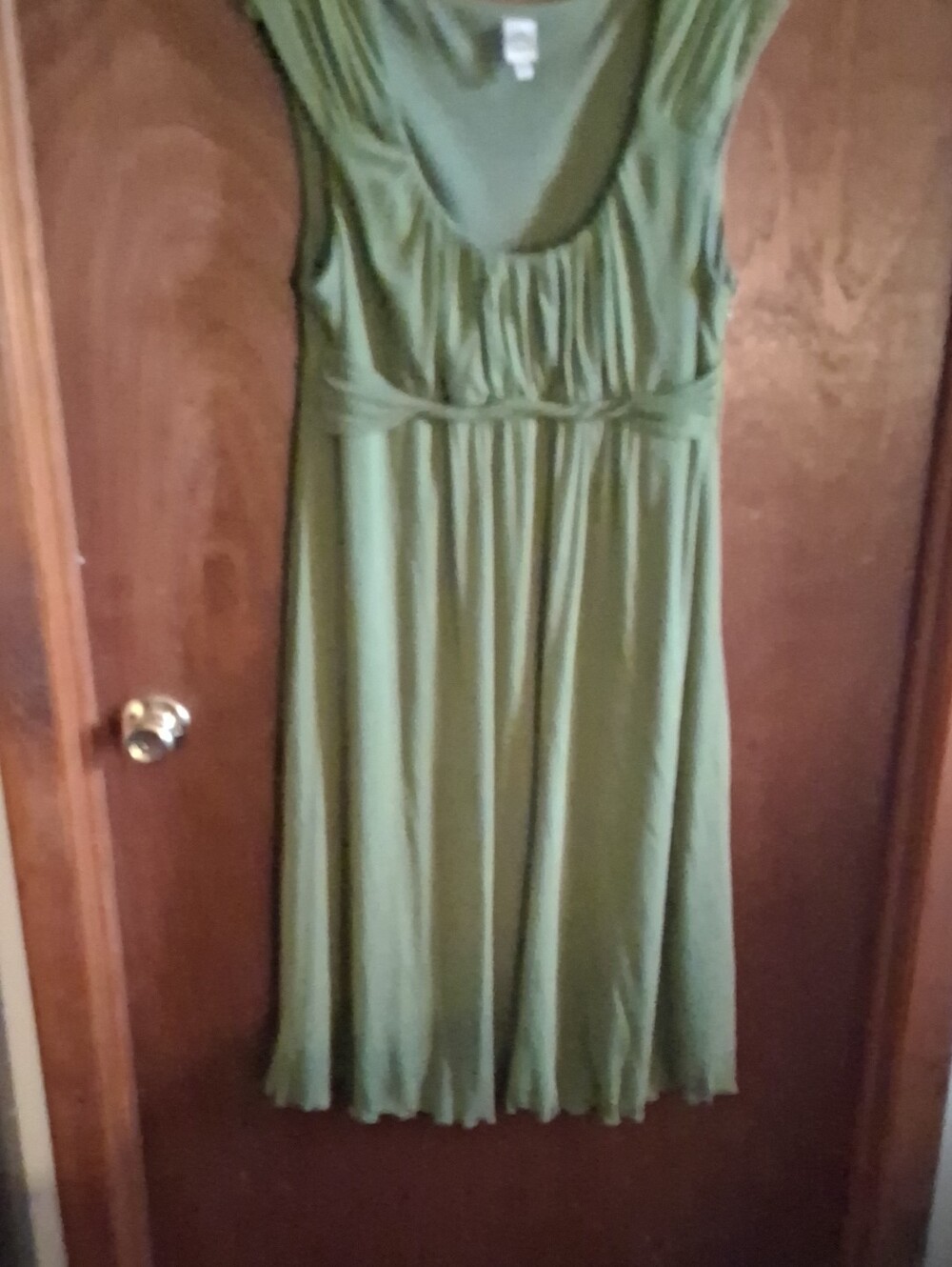 Signature by Sangria Olive Green Scoop-Neck Empire Midi Dress